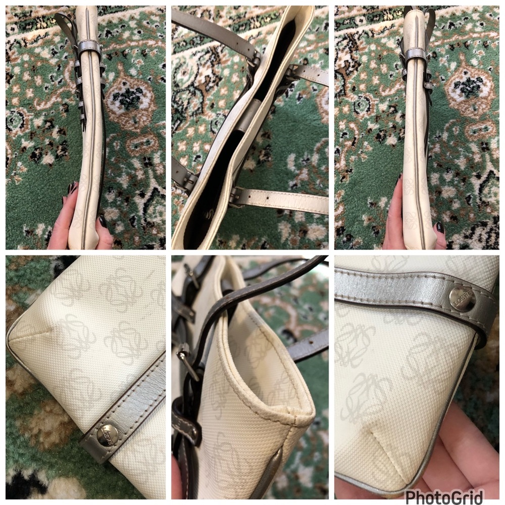 Loewe AUTHENTIC 2007 Anagram White Metallic Silver PVC Shopping Tote Bag - Picture 10 of 16